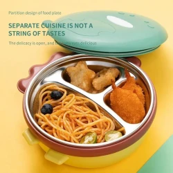 Ланч-бокс QQ00001YG, нержавеющая сталь, желтый/зеленый, 18x7x5 см