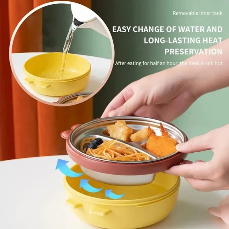 Ланч-бокс QQ00001YG, нержавеющая сталь, желтый/зеленый, 18x7x5 см