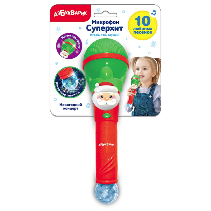Микрофон Азбукварик Новогодний концерт, зеленый