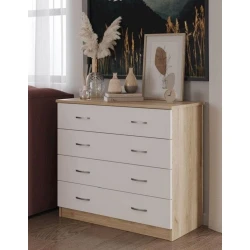 Комод, 77x37,5x75 см, ЛДСП, белый/коричневый Комод, 77x37,5x75 см, ЛДСП, белый/коричневый