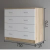 Комод, 77x37,5x75 см, ЛДСП, белый/коричневый Комод, 77x37,5x75 см, ЛДСП, белый/коричневый