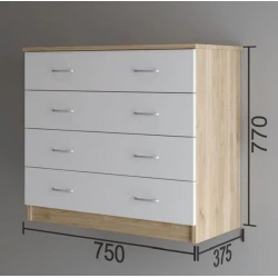 Комод, 77x37,5x75 см, ЛДСП, белый/коричневый Комод, 77x37,5x75 см, ЛДСП, белый/коричневый