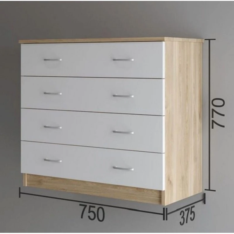 Комод, 77x37,5x75 см, ЛДСП, белый/коричневый Комод, 77x37,5x75 см, ЛДСП, белый/коричневый