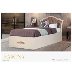 Односпальная кровать Karona, кремовая/коричневая, 200x90 см