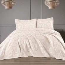 Dəst Dantela 052, örtük 240х260 sm, yastıq üzü 50х70 sm, ikinəfərlik, bej