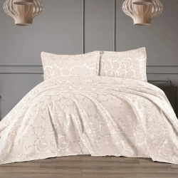 Набор Dantela 052, покрывало 240х260 см, наволочки 50х70 см, двуспальный, бежевый