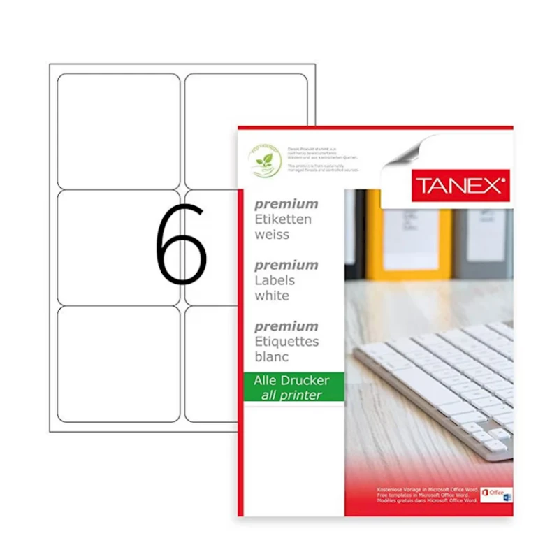 Этикетки самоклеющиеся Tanex TW-2006, 99.1x93.1 мм, 6 шт x 100 листов