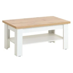 Журнальный стол JYSK Markskel, 60x110x53 см, меламин/ДСП/пластик, белый/коричневый Журнальный стол JYSK Markskel, 60x110x53 см, меламин/ДСП/пластик, белый/коричневый