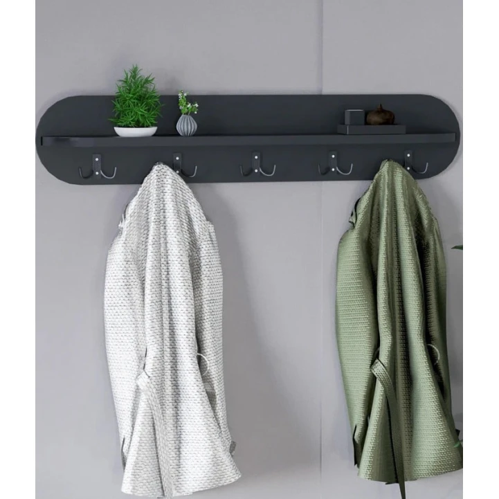 Вешалка Art_asilqan_9, ламинат, антрацит, 20х80 см Вешалка Art_asilqan_9, ламинат, антрацит, 20х80 см