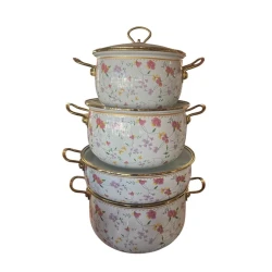 Набор кастрюль, нержавеющий металл, белый, 8 предметов, 22/26/28/30 см