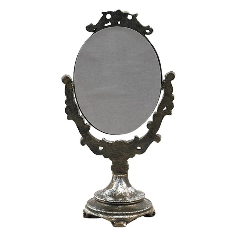 Настольное зеркало Clayre&Eef, стекло/полирезин, 16x11x29 см, серебристое Настольное зеркало Clayre&Eef, стекло/полирезин, 16x11x29 см, серебристое