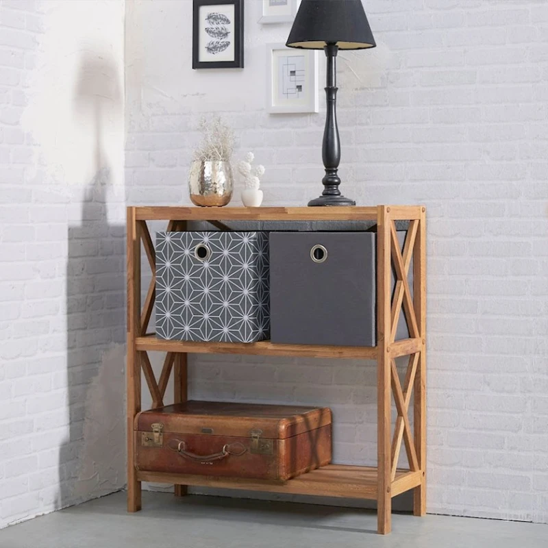 Стеллаж JYSK Jannerup, 80x87x30 см, 3 яруса, дуб, коричневый Стеллаж JYSK Jannerup, 80x87x30 см, 3 яруса, дуб, коричневый