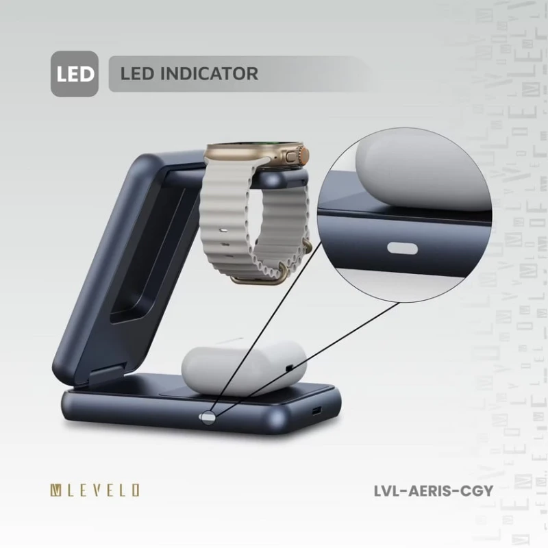 Беспроводное зарядное устройство Levelo AERIS Wireless Charger 3in1 Gray