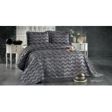 Örtük və yastıq üzü dəsti Guzide Delfin Pike GZ34, örtük 260x260 sm, yastıq üzü 50x70 sm 2 ədəd, ikinəfərlik, qara