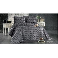 Örtük və yastıq üzü dəsti Guzide Delfin Pike GZ34, örtük 260x260 sm, yastıq üzü 50x70 sm 2 ədəd, ikinəfərlik, qara