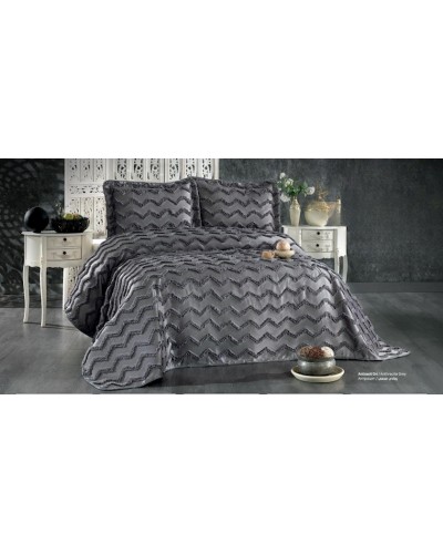 Örtük və yastıq üzü dəsti Guzide Delfin Pike GZ34, örtük 260x260 sm, yastıq üzü 50x70 sm 2 ədəd, ikinəfərlik, qara