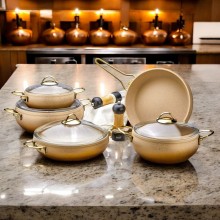 Qazan dəsti Luxe Pot, mina, ağ - LX-MX118