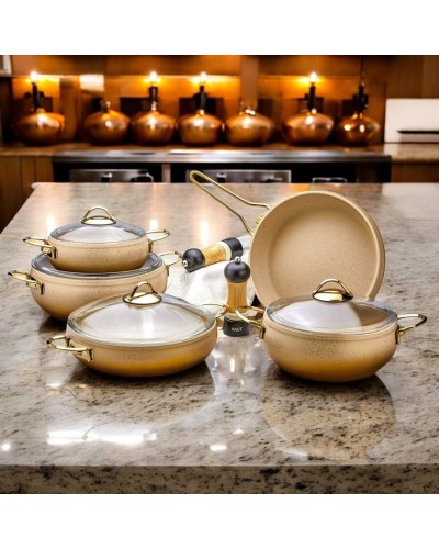Qazan dəsti Luxe Pot, mina, ağ - LX-MX118