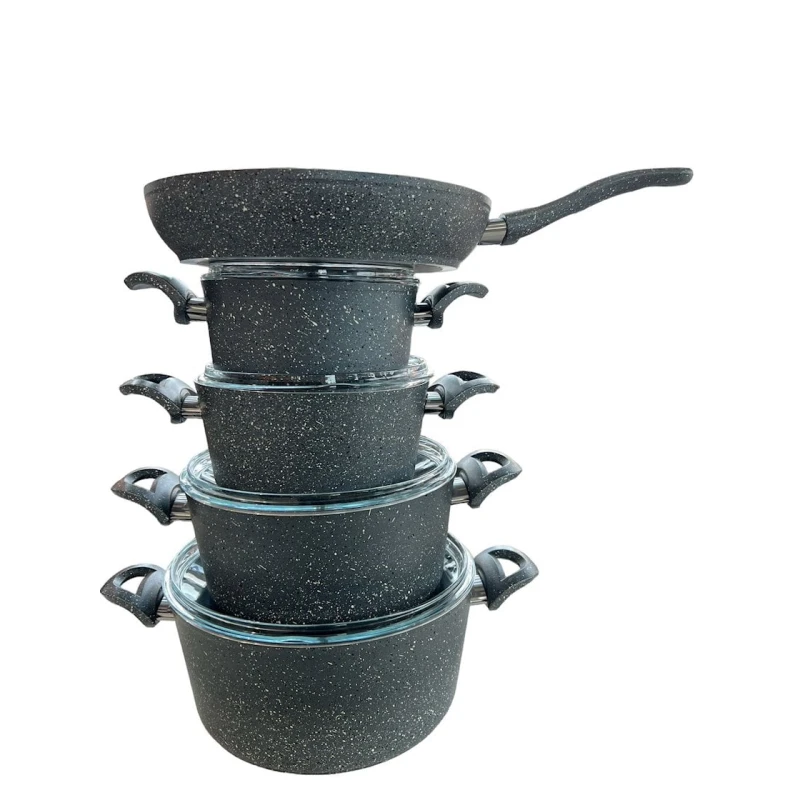 Yemək bişirmək üçün dəst Venda ZGH_00115, qranit, boz, 9 parça Yemək bişirmək üçün dəst Venda ZGH_00115, qranit, boz, 9 parça