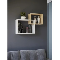 Полка настенная Art Mebel 78, ламинат, 46х58х18 см, белая/бежевая