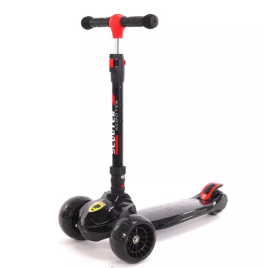Uşaqlar üçün samokat XW-106Q, qatlanan, işıqlı, qara/qırmızı