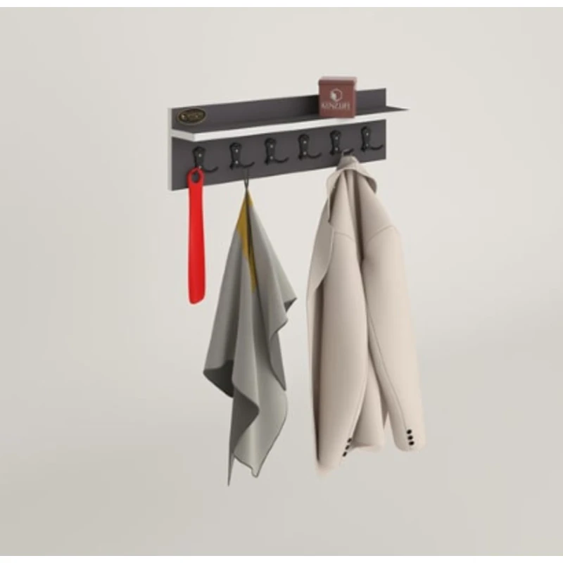 Вешалка Art_asilqan_12, ламинат, антрацит, 20х80 см Вешалка Art_asilqan_12, ламинат, антрацит, 20х80 см