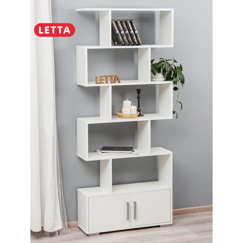 Стеллаж Letta White, 176х25х73 см, ЛДСП, белый Стеллаж Letta White, 176х25х73 см, ЛДСП, белый