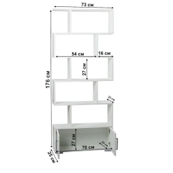 Стеллаж Letta White, 176х25х73 см, ЛДСП, белый Стеллаж Letta White, 176х25х73 см, ЛДСП, белый
