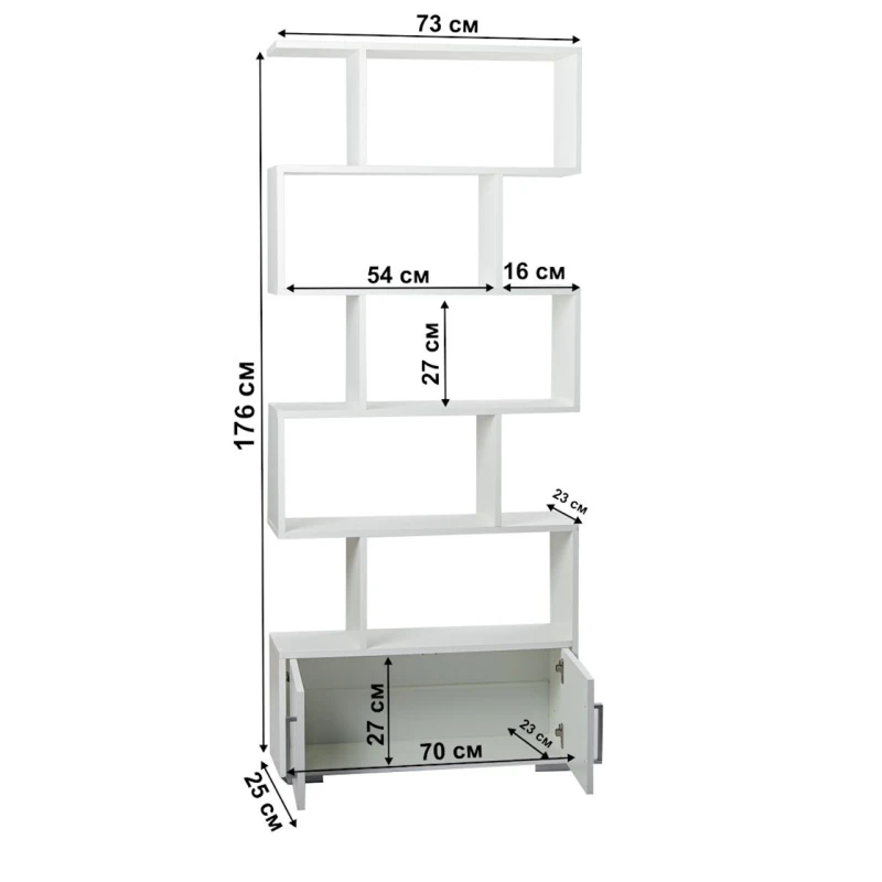Стеллаж Letta White, 176х25х73 см, ЛДСП, белый Стеллаж Letta White, 176х25х73 см, ЛДСП, белый