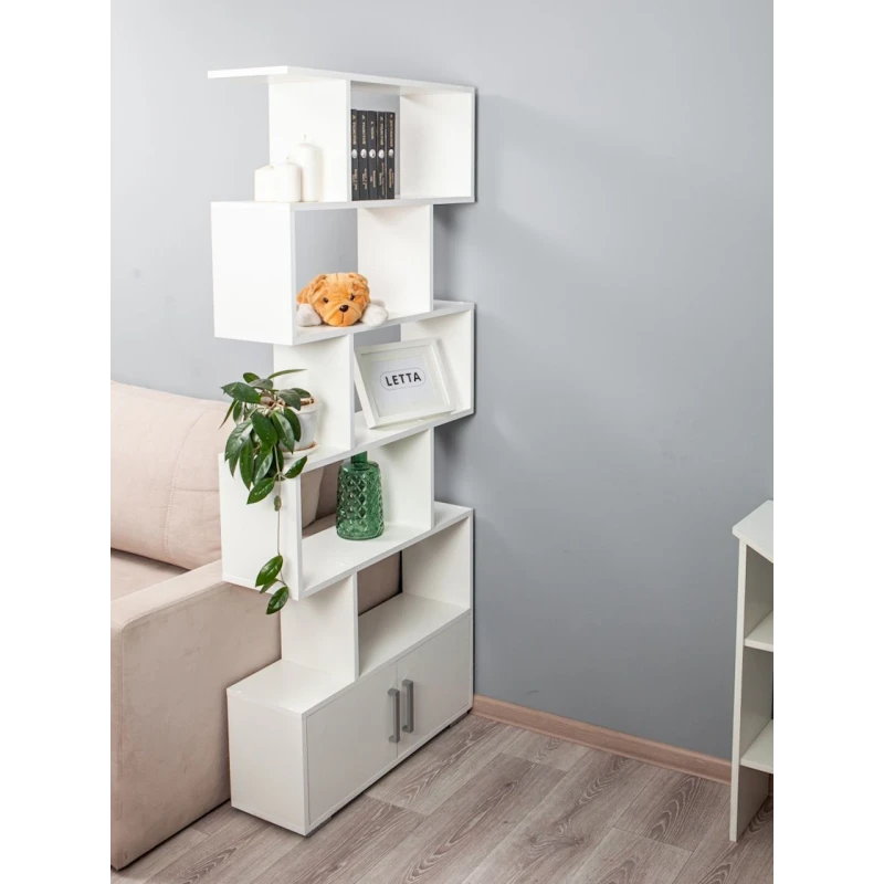 Стеллаж Letta White, 176х25х73 см, ЛДСП, белый Стеллаж Letta White, 176х25х73 см, ЛДСП, белый