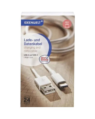 Кабель USB-A to Type-C Ideen Welt, Ağ (4305615791340)