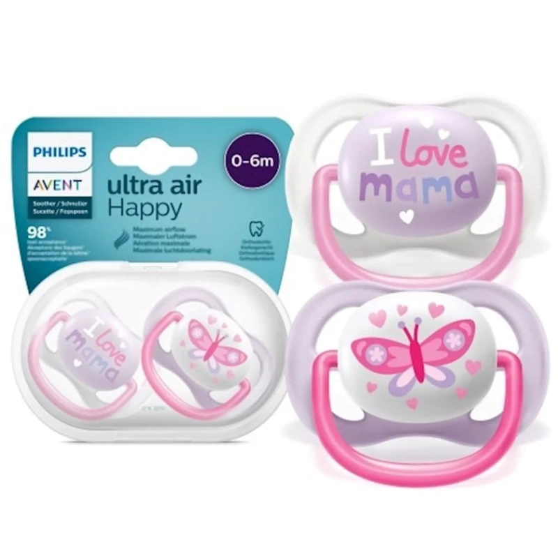 Набор пустышек Philips Avent Ultra air soother SCF080/02, 0+ мес, 2 шт