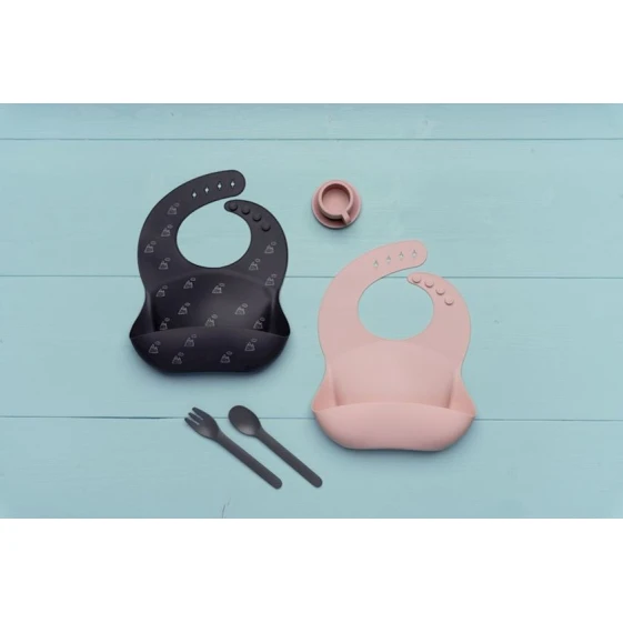 Нагрудник Petite&Mars Sam Pink, 6+ мес, силикон, розовый