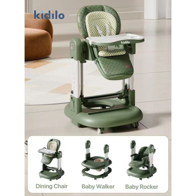 Стульчик для кормления Kidilo 3 в 1, зеленый