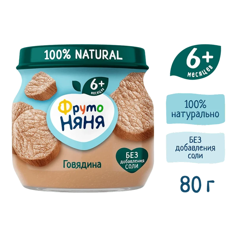 Мясное пюре ФрутоНяня Говядина, 80 г Мясное пюре ФрутоНяня Говядина, 80 г