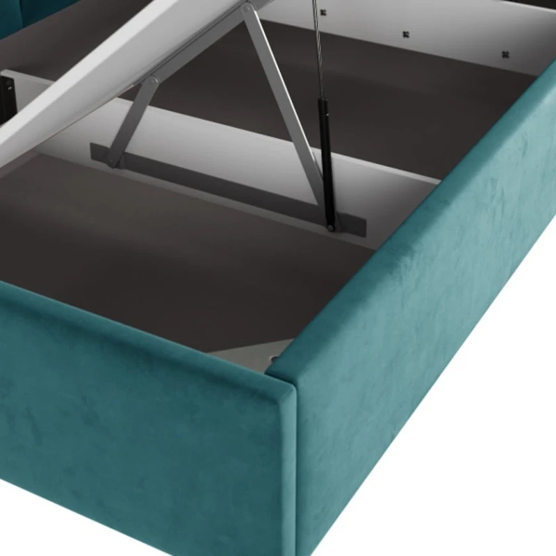 Односпальная кровать Art_tek_yataq (100) 62, ламинат/текстиль, бирюзовая, 200x85x100 см