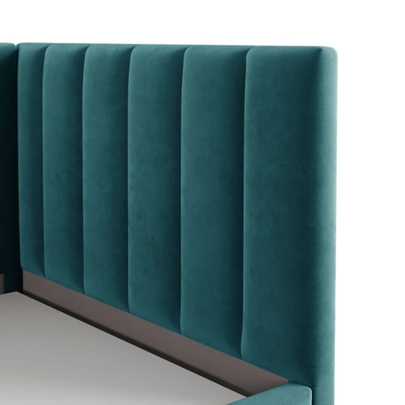 Односпальная кровать Art_tek_yataq (100) 62, ламинат/текстиль, бирюзовая, 200x85x100 см