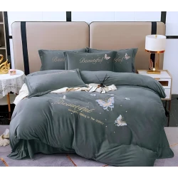 Yataq dəsti Sahara SHA-00001430, yorğan üzü 200x230 sm, mələfə 245x250 sm, yastıq üzü 50х70 sm, avro, velür, boz