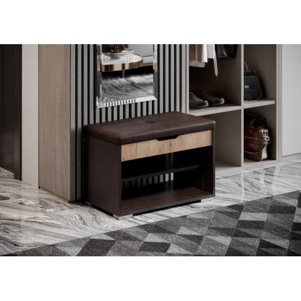 Ayaqqabı üçün tumba Art Mebel 60, laminat, qara, 60x90x35 sm Ayaqqabı üçün tumba Art Mebel 60, laminat, qara, 60x90x35 sm