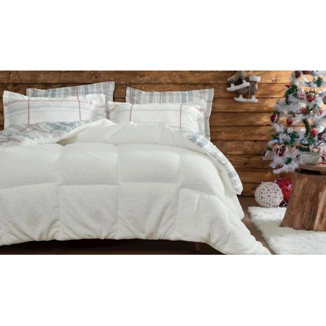 Комплект постельного белья Yataş Liam Triola, одеяло 195x215 см, простыня 160x200 см, наволочки 50x70 см 2 шт, двуспальный, хлопок/полиэстер, Beyaz