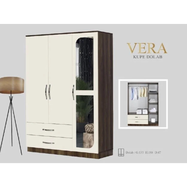 Шкаф Vera, кремовый, ламинат, 135x180x47 см, местное производство Шкаф Vera, кремовый, ламинат, 135x180x47 см, местное производство