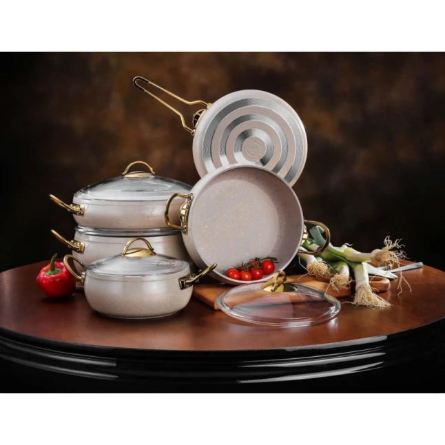 Yemək bişirmək üçün dəst PMT Antique Granite, qranit, 9 parça