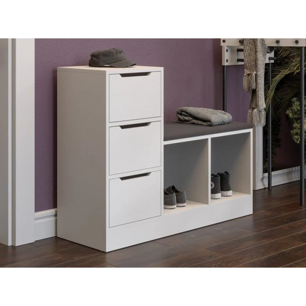 Ayaqqabı üçün tumba Art Mebel 42, laminat, ağ, 60х100х35 sm Ayaqqabı üçün tumba Art Mebel 42, laminat, ağ, 60х100х35 sm