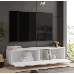 Тумба под ТВ Ev Plus 12115700, 160x35x38 см, ЛДСП, белая Тумба под ТВ Ev Plus 12115700, 160x35x38 см, ЛДСП, белая