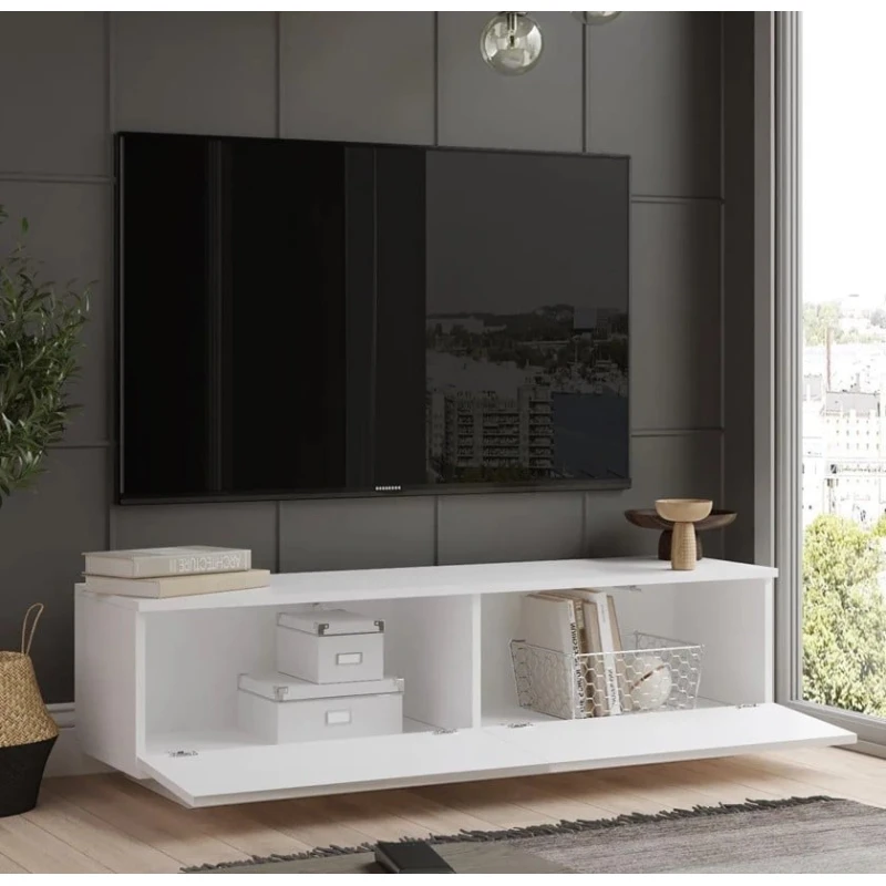 Тумба под ТВ Ev Plus 12115700, 160x35x38 см, ЛДСП, белая Тумба под ТВ Ev Plus 12115700, 160x35x38 см, ЛДСП, белая