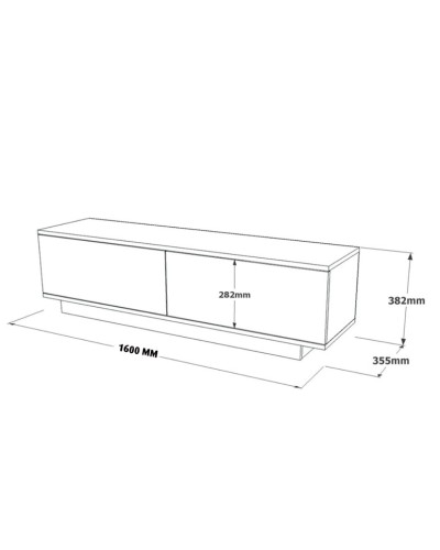 Tv üçün tumba Ev Plus 12115700, 160x35x38 sm, LDSP, ağ