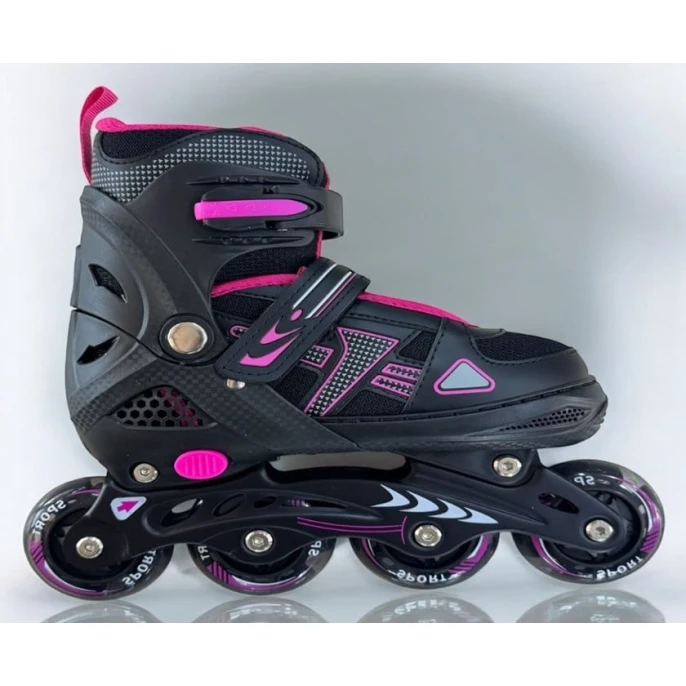 Роликовые коньки RB A608AM-02, размер 35-38, черные/розовые