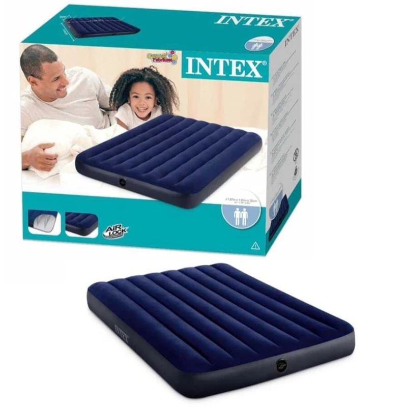 Надувной матрас Intex D642025758, синий, 137х191х25 см Надувной матрас Intex D642025758, синий, 137х191х25 см