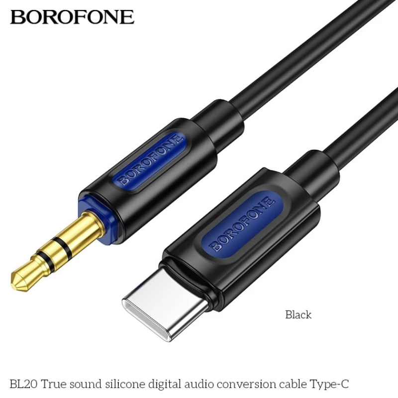 Кабель Borofone BL20 AUX to Type-C черный Кабель Borofone BL20 AUX to Type-C черный