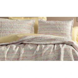 Örtük və yastıq üzü dəsti Yataş Akoni, 160x240 sm, yastıq üzü 50x70 sm, bir yarım, poliester, Pembe